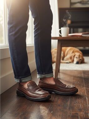 Timberland Brown Leather Slip-On Loafers Driving Shoes Men's Size 10 M